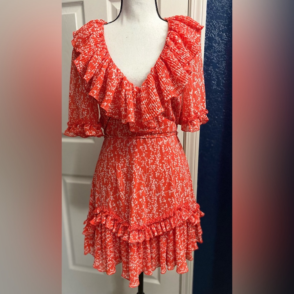 Chic Coral Ruffle Mini Dress
